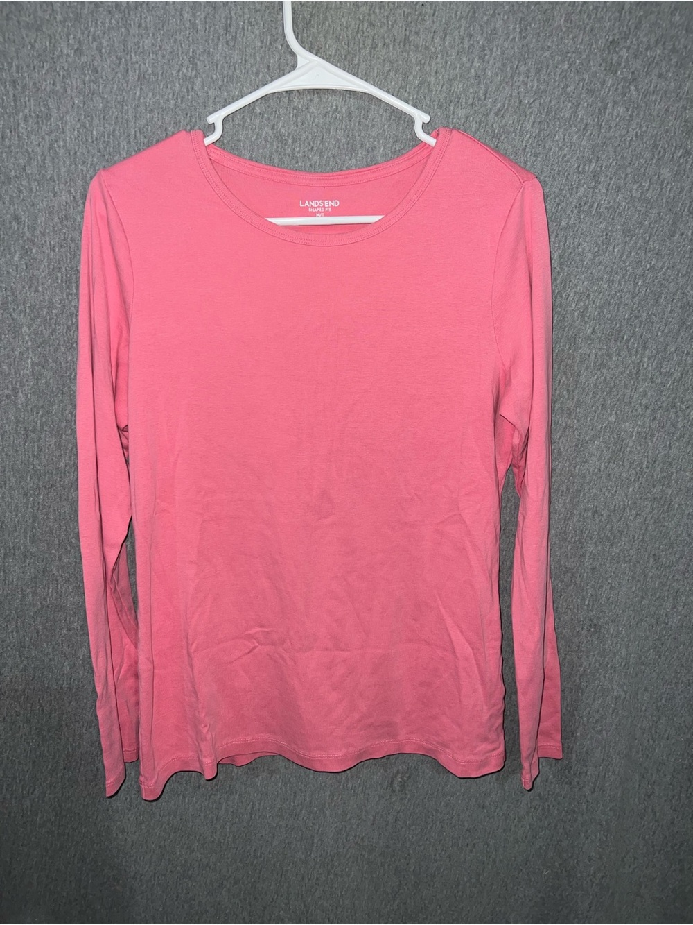 Lands' End Long-Sleeve Crewneck Top - Coral Pink